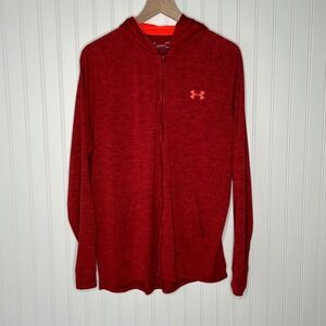 Under Armour Men's HeatGear Red Textured Long Sleeve Zip Hoodie LG